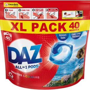 DAZ All in 1 PODs Washing Capsules Whites & Colours, Pack of 40