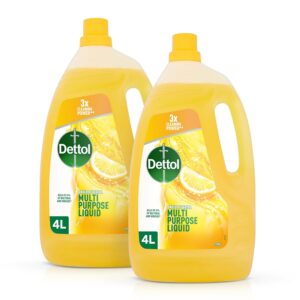 Dettol Citrus Surface Cleaner 2x4L - Multi-Purpose Antibacterial Disinfectant for Floors, Kitchen, Grease, Sinks - Powerful Household Cleaning Liquid