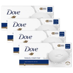 Dove Orginal Beauty Cream Bar 3 in 1 Cleanses, Moisturises and Nourishes Sulphate-Free Bath Soap for Soft and Smooth Skin, Suitable for Daily Use 6x90g, 4 Pack