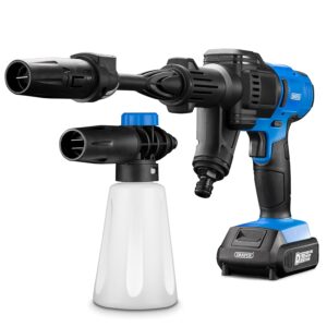 Draper PW16 Cordless Pressure Washer with 2Ah D20 Battery and Charger, 16Bar, Portable and Versatile, Blue