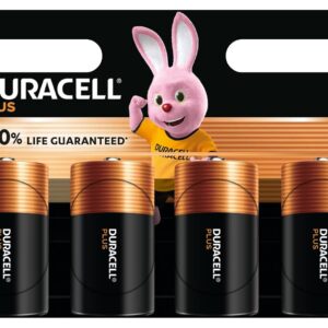 Duracell Plus D Batteries (4 Pack) - Alkaline 1.5V - 100% Life Guaranteed - Reliability For Everyday Devices - 0% Plastic Packaging - 10-Year Storage - LR20 MN1300