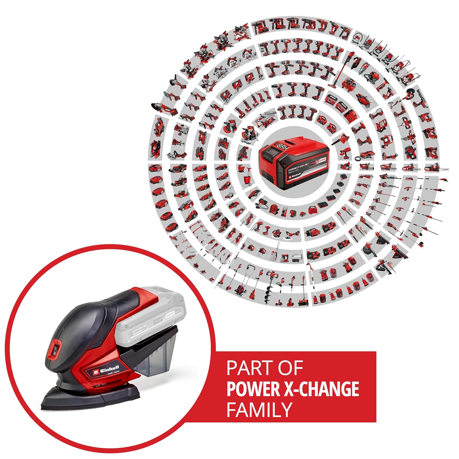 Einhell TE-OS 18/150 Li Power X-Change Cordless Detail Sander - 18 V Electric Sander for Wood, Plaster and Metal, Hand-Held Sander with Dust Collection (Battery Not Included)