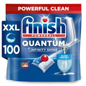 Finish Dishwasher Tablet, Quantum Infinity Shine, 100 Tablets, Original Fresh Scent, Powerful Clean & Shine Detergent Tabs, Tough on Grease Stains