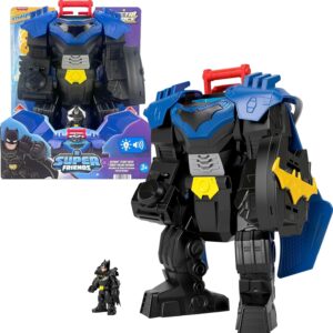 Fisher-Price Imaginext DC Super Friends Batman Flight Mech with Lights, Sounds Motion & 3-inch Action Figure, 14.5-inch Toy Includes Launcher & Discs, JDL03
