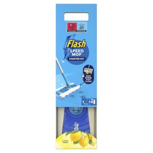 Flash Speedmop Wet Mop Floor Cleaner Starter Kit For Cleaning Floors With Scrubbing Action, Includes 1 Handle & 6 Wet Refills