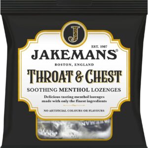 Jakemans Throat & Chest 73g - Pack of 12 - Soothing Menthol Lozenges - Suitable for Vegetarians