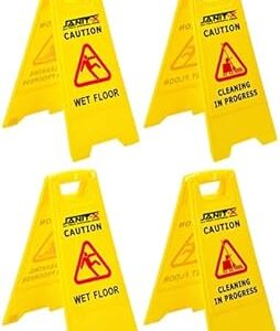 Janit-X Caution Wet Floor & Cleaning In Progress Yellow Warning A-Frame 63cm x 30cm (4)