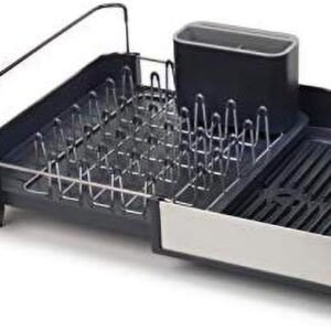 Joseph Joseph Rethink Your Sink - 2-piece Sink Organisation Set, Stainless Steel, Extendable Dish Drainer Rack with Draining Spout and Chopping Board Rail, includes Hygienic...