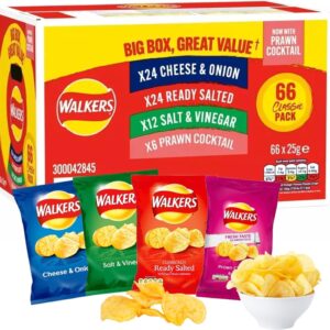 Kandy Collection Sold by - Giant Crisps Multipack Snack Box - Pack of 66 x 25g Assorted Classic Walkers Crisps Bulk Buy. Multipack Crisps Potato Snacks