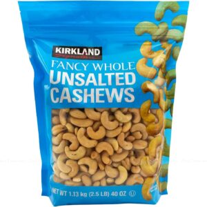 Kirkland Signature Fancy Whole Unsalted & Roasted Cashews Nuts Bag Pack 1.13kg