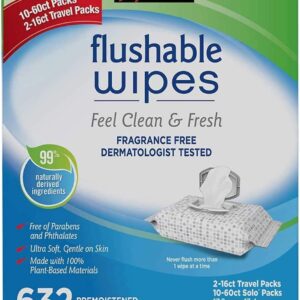 Kirkland Signature Moist Flushable Wipes 632 Count Fast, White