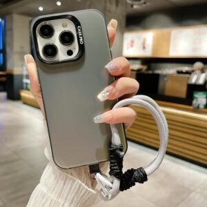 Liquid Silicone Case Compatible with iPhone 15 Pro Max, Premium Quality, Full Body Protection Case [4-Layer Shockproof Structure] plus extra strap (black/white)