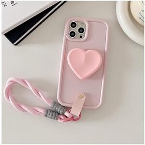 Liquid Silicone Case Compatible with iPhone 15 Pro Max, Premium Quality, Full Body Protection Case [4-Layer Shockproof Structure] with holder plus extra strap (Pink)