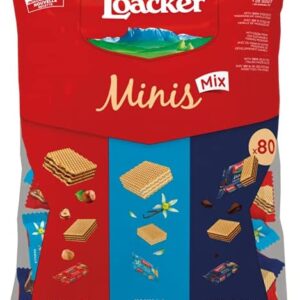 Loacker Minis Crispy Waffers Hazelnut Vanilla Biscuits 800g, Chocolate, 1 count