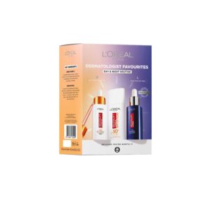 L'Oreal Paris Dermatologist Favourites Giftset, Three Dermatologist Validated Products; 12% Pure Vitamic C Serum; SPF 50+ Anti-UV Fluid; 0.2% Pure Retinol Night Serum; Complete...