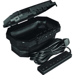 Masterplug Collapsible Electrical Connection Box, Cable Enclosure with 4 Plug Socket 8m Extension Lead, Weatherproof, Outdoor, H154mm x W376mm x D230mm, Black, IP54, WBCBBFG8B