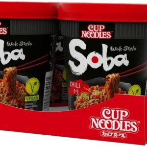 NISSIN Cup Noodles Soba Wok Style Chilli Flavoured Instant Noodles, 92 g Pot (Pack of 8)