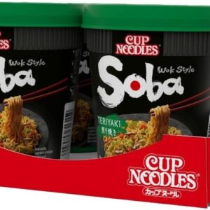 NISSIN Cup Noodles Soba Wok Style Teriyaki Flavoured Instant Noodles, 90 g Pot (Pack of 8)