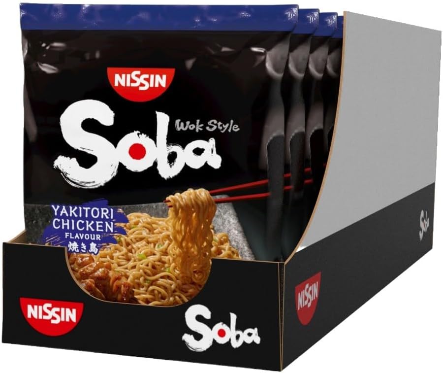 NISSIN Soba Wok Style Yakitori Chicken Flavoured Instant Noodles, 110 g Packet (Pack of 9)