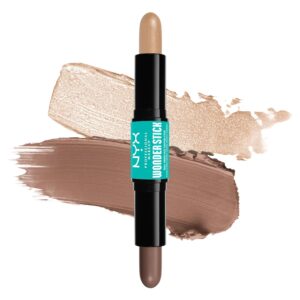NYX Professional Makeup Highlight & Contour Stick, Dual-Ended Contour Stick, Shapes and Brightens, Blendable & Vegan, Wonder Stick, Fair