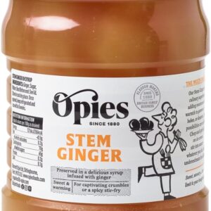 Opies Stem Ginger in Syrup, 1.35kg - A Culinary Superhero, Perfect for Adding Sweetness & Warmth to Desserts, Savoury Dishes, Ginger Biscuits & Cocktails.