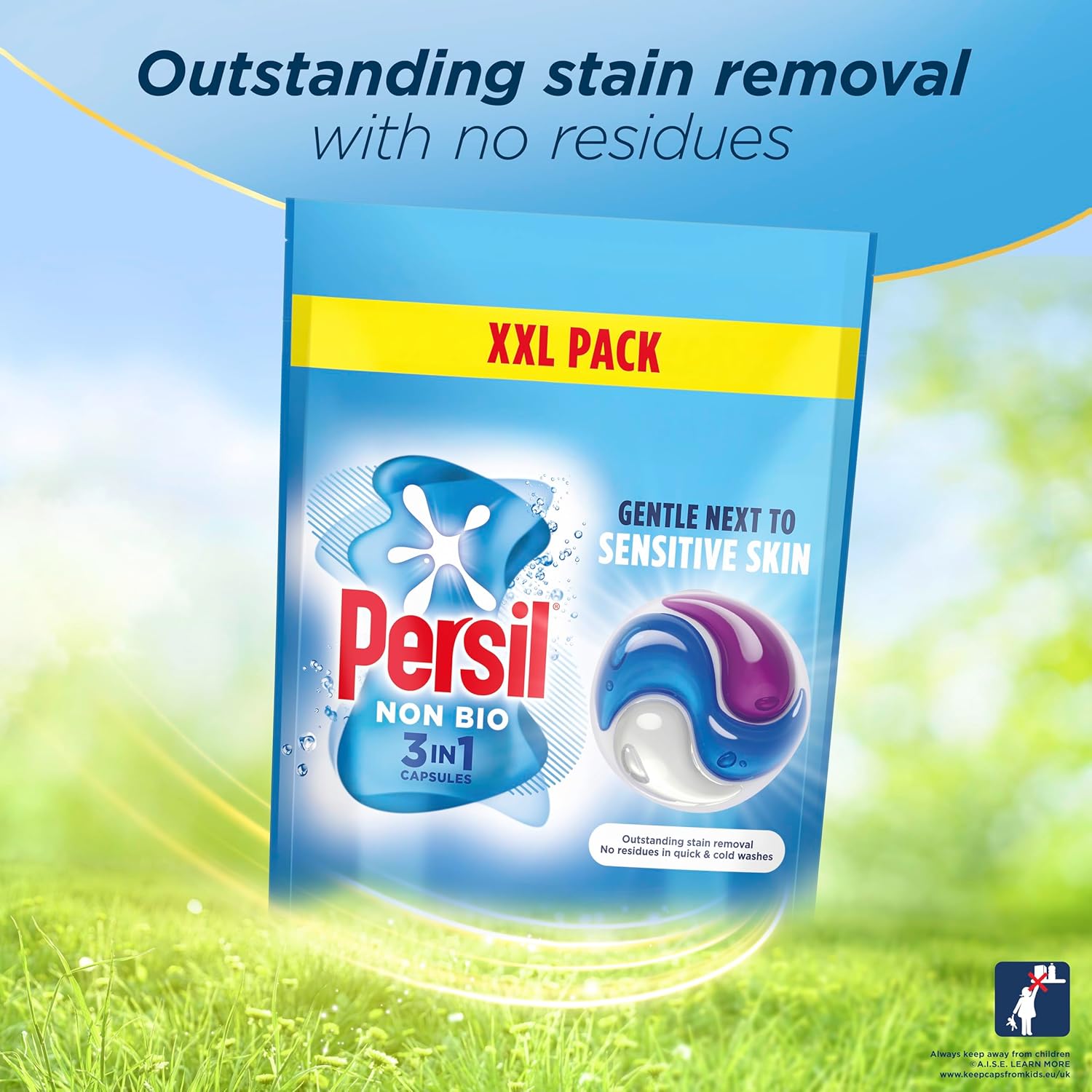 Persil Non Bio 3 in 1 Washing Capsules laundry capsules gentle next to sensitive skin for outstanding stain removal in quick & cold washes 48 washes