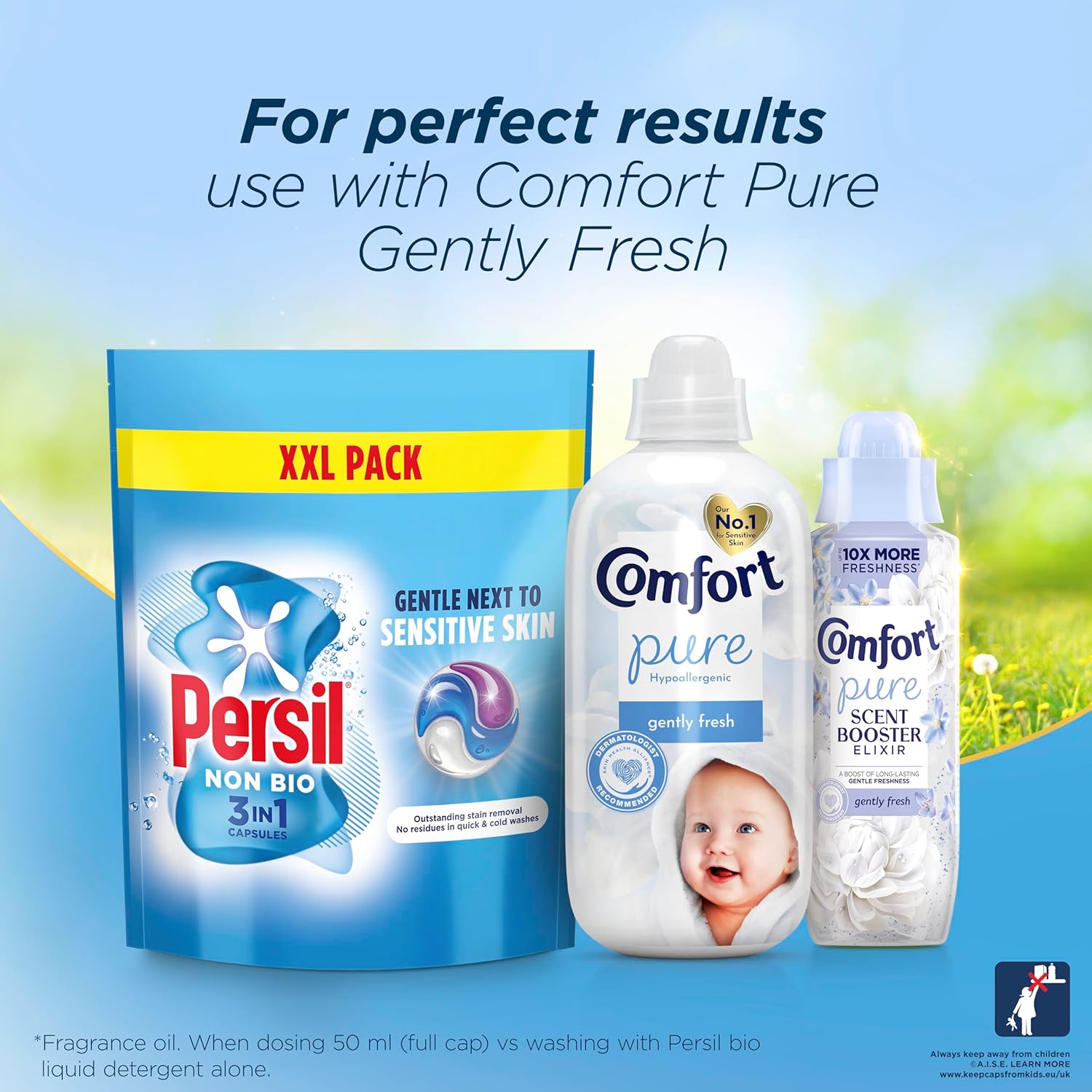 Persil Non Bio 3 in 1 Washing Capsules laundry capsules gentle next to sensitive skin for outstanding stain removal in quick & cold washes 48 washes