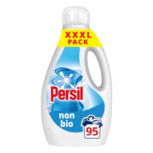 Persil Non Bio Laundry Washing Liquid Detergent outstanding stain removal in quick & cold washes tough on stains, gentle next to sensitive skin 95 washes (2.565 L)