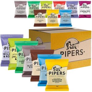 Pipers Crisps Tasting Selection 7 Flavour Variety Pack – Premium Hand-Cooked British Crisps, 7 Different Flavours, Great for Sharing & Snacking