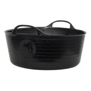 Red Gorilla 15L Small Shallow Flexible 2-Handled Recycled Tub in Black Weather Resistant Suitable for Animal Horse Food Storage Preparation DIY Builders Gardening