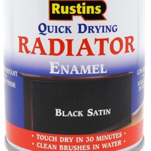 RUSTINS Quick Drying Radiator Enamel Satin - Black 250ml – Durable, Long-Lasting Finish for Radiators That Stands the Test of Time