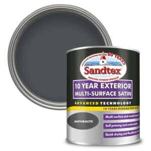 Sandtex 10 Year Multi Surface Satin Paint 750ml Anthracite