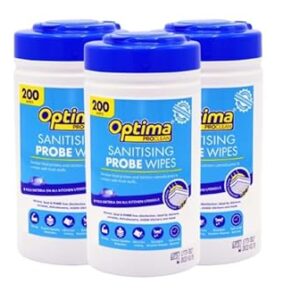 Sanitising Probe Wipes | Optima Food Probe Wipes | Resealable Tub Dispenser | 3 x 200's