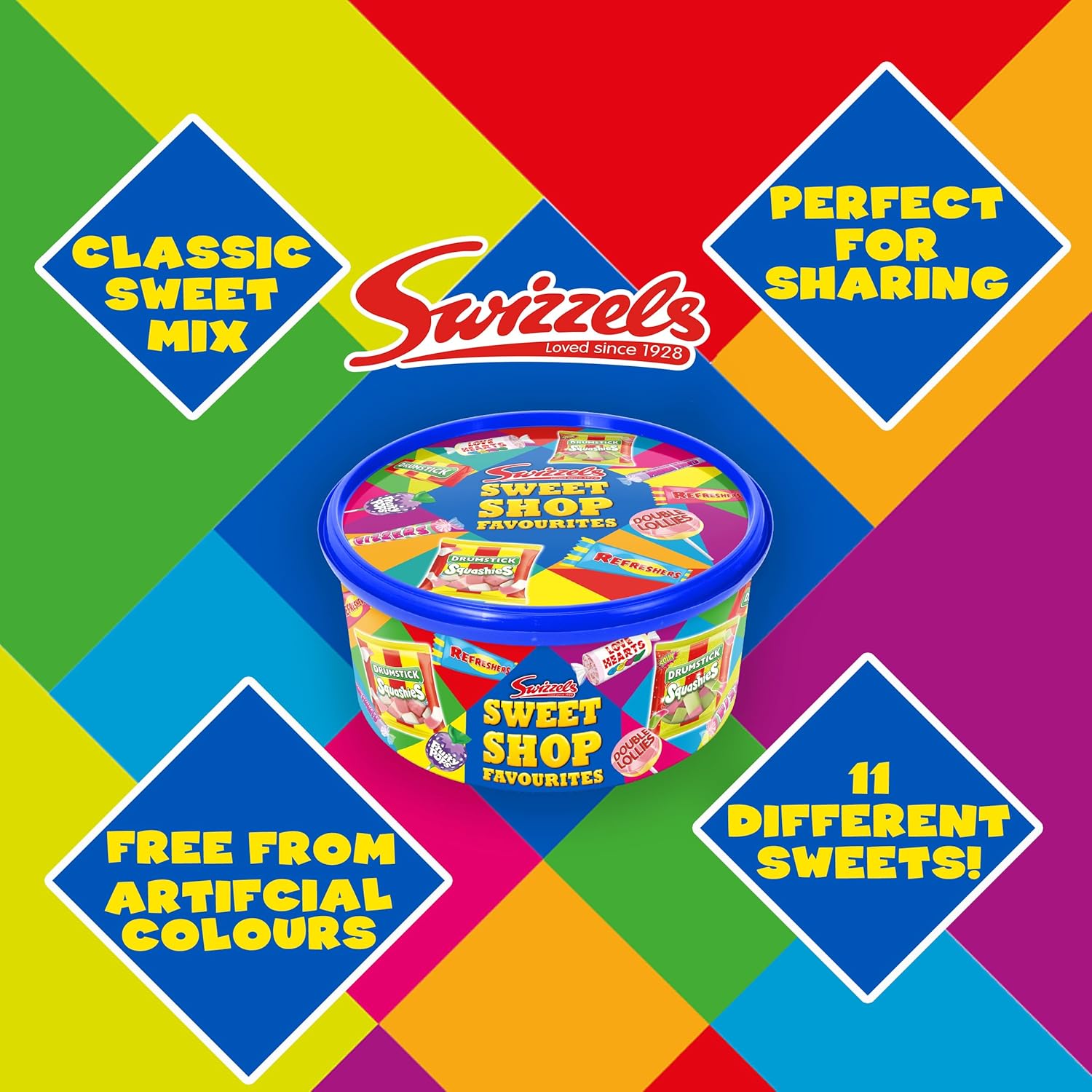 Swizzels Sweet Shop Favourites, Classic Sweet Mix, 650g Tub of Assorted Retro Sweets