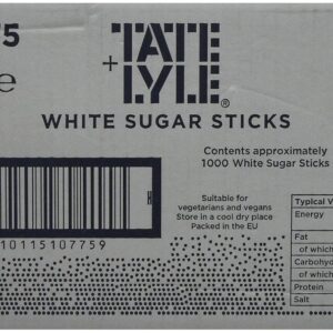 Tate & Lyle - White Sugar Sticks - Pure Cane Sugar - Individually Wrapped for Hygiene - Hot Drinks, Meetings & Coffee Shops - Convenient - 1000 x 2.5g