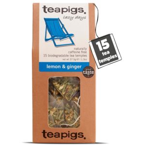 teapigs Lemon & Ginger Tea - Caffeine-Free Herbal Tea Bags with Ginger, Lemon & Liquorice Root - Natural and Refreshing Blend - 15 Temples