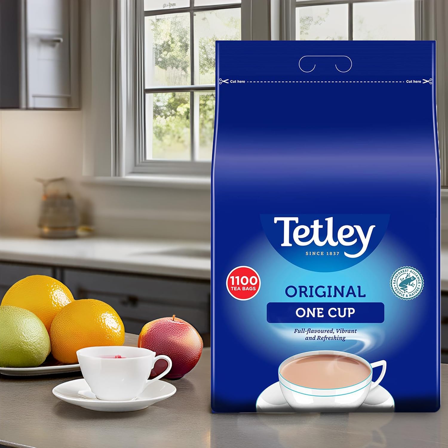 Tetley Original One Cup Black Tea Bags - Bulk Value Pack - Full Flavoured British Brew - Perfect for Breakfast or Anytime - Rainforest Alliance Certified - 1100 Teabags (1 Pack)