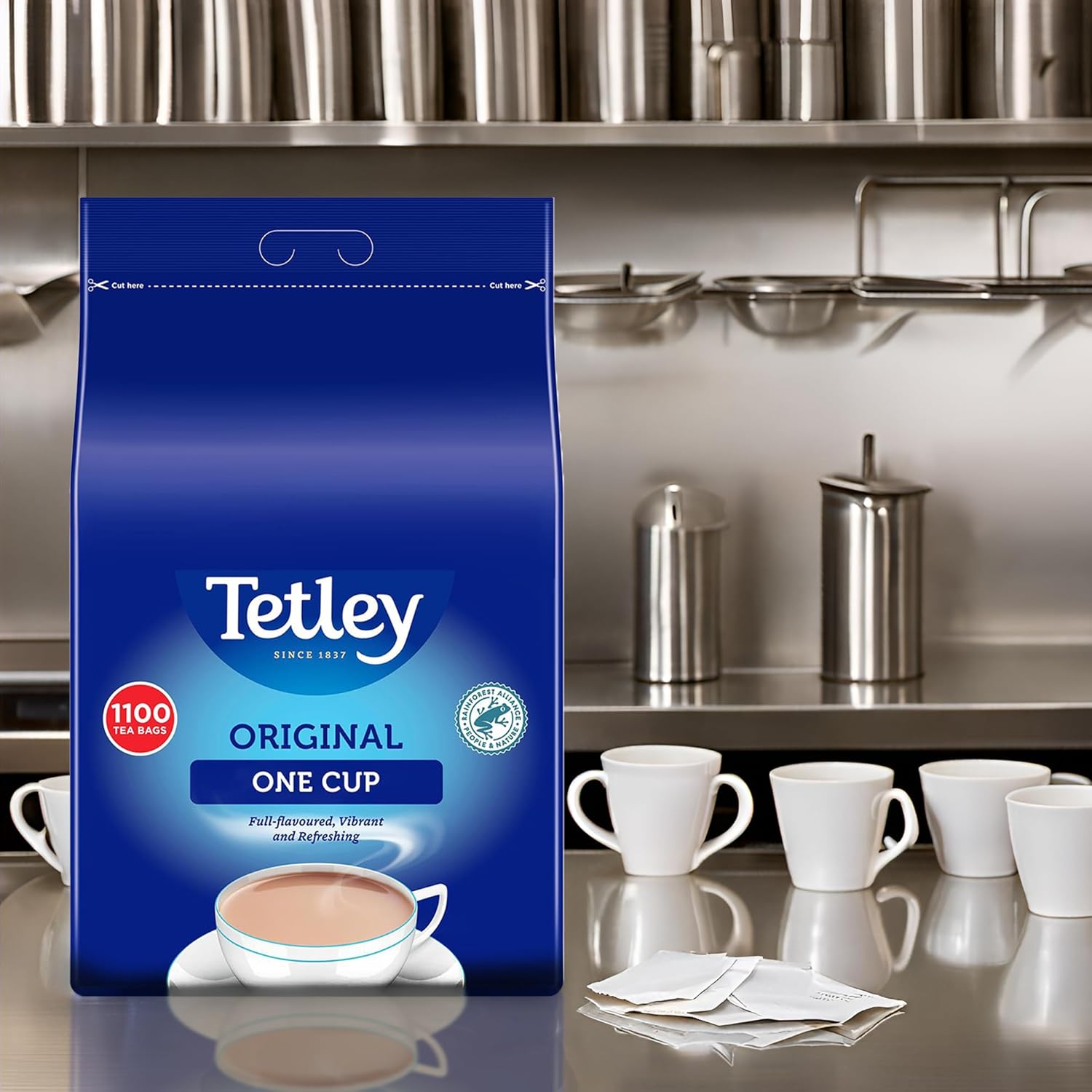 Tetley Original One Cup Black Tea Bags - Bulk Value Pack - Full Flavoured British Brew - Perfect for Breakfast or Anytime - Rainforest Alliance Certified - 1100 Teabags (1 Pack)