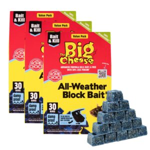 The Big Cheese All-Weather Bait Block Multi Pack x3-30 x 10g, Pest Control Product - Rat Killer For Mouse Traps, Damp-Proof, Weather-Resistant - Super Strength Rat Poisoning,...