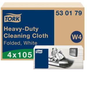 Tork Heavy-Duty Cleaning Cloth White W4, Multipurpose, 4 x 105 Cloths, 530179