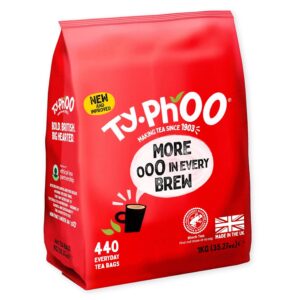 Typhoo Tea • 440 Black Tea Bags • Refreshing Everyday Blend • Bold & Full-Flavoured • Vegetarian Friendly • Packed in the UK • Ethical Sourcing