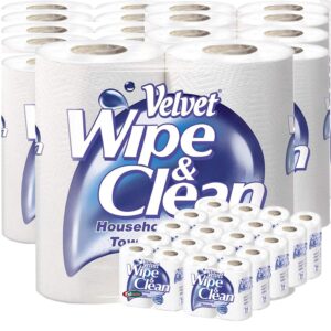 Velvet Wipe & Clean Excellent Value Thick & Strong Kitchen Household Towels 20 Rolls Total
