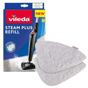 Vileda Replacement 3D Microfibre Steam Mop Cloth, Compatible with 100°C Hot Spray and Vileda Steam Mop for Floors and Surfaces, White, Pack of 2