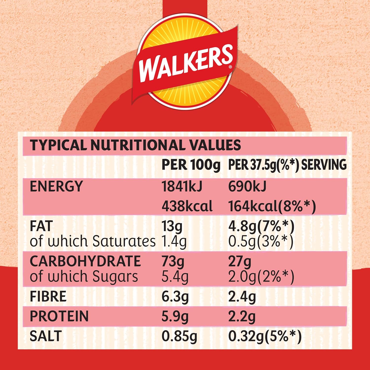 Walkers Baked Sea Salt Snacks Crisps 37.5g