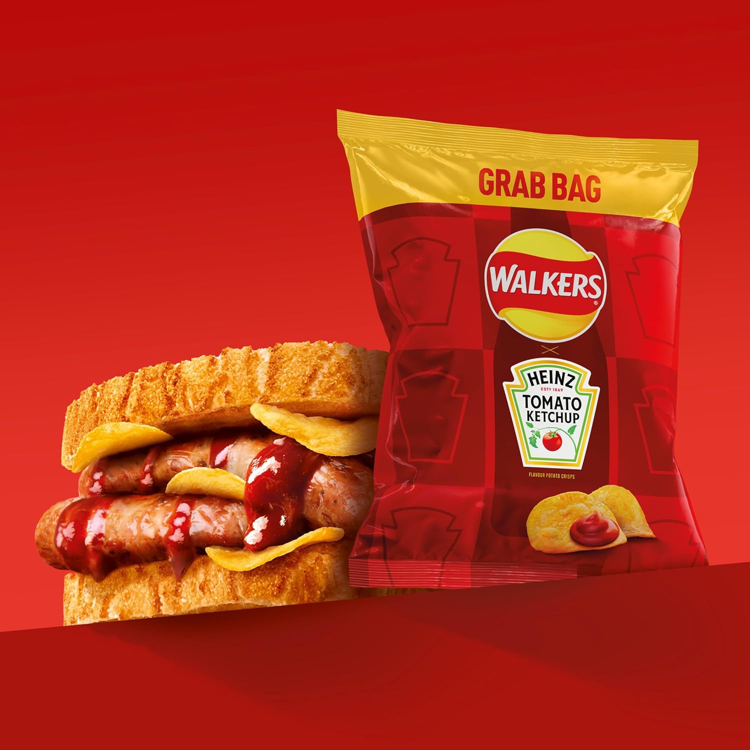 Walkers Heinz Tomato Ketchup Grab Bag Crisps 45g (Case of 32)