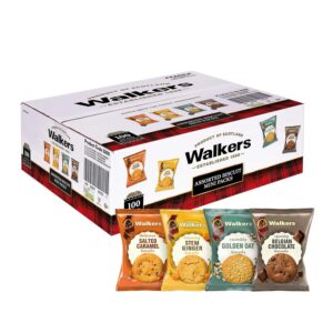 Walker's Shortbread Twin Pack Assorted Biscuits – Multipack with Golden Oat, Belgian Chocolate, Salted Caramel & Ginger, Traditional Scottish Recipe, 25g (100 x Twin Pack)