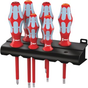 Wera 05022745001 3165i/6 Kraftform Plus VDE Stainless Steel Laser Tip Screwdriver Set with Fastener Holding Function (7-Piece)