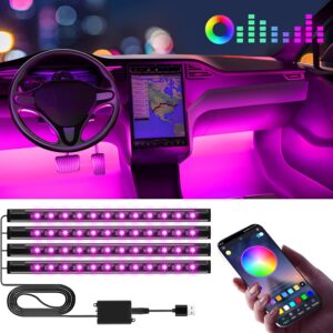 Winzwon LED Interior Lights for Car Accessories for Men Women, Gifts for Men Husband, USB Port APP Control Auto Stuff Lighting Kits Decoration Atmosphere Strip Lights